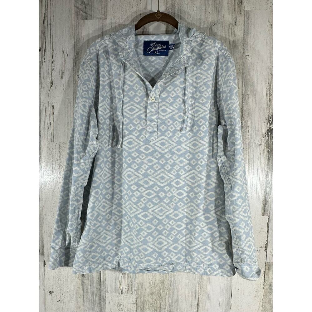 Chubbies Beach Club Mens The Mesa Baja Hoodie Pullover Light Blue Size Medium